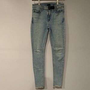 RtA Road to Awe Monroe Skinny Jeans in Noble Light Blue Raw Hem Sz 25 MSRP $395